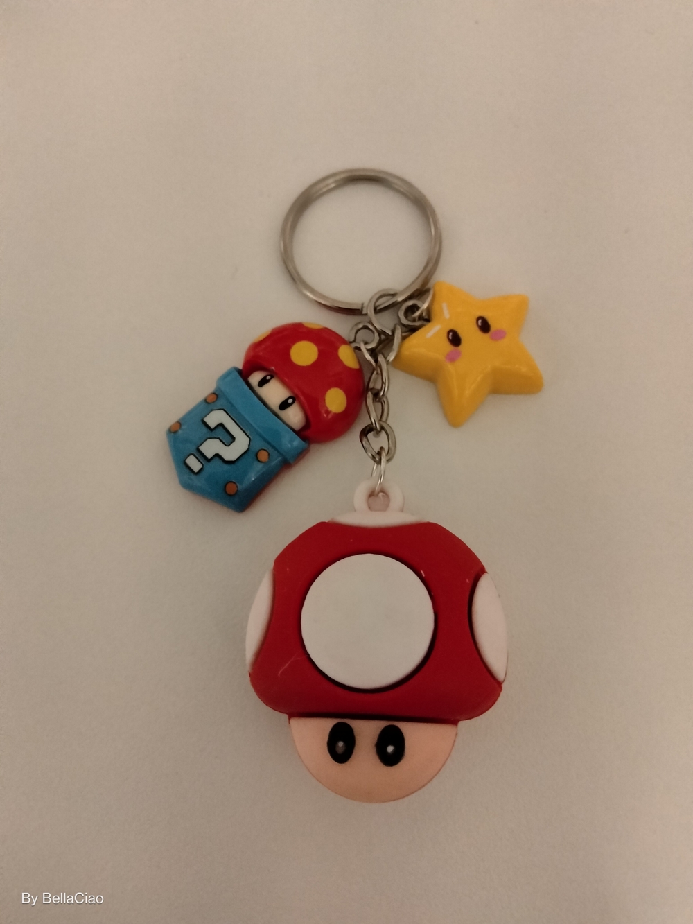 NEW Red Mushroom Head & Yellow Star Charm Keychain